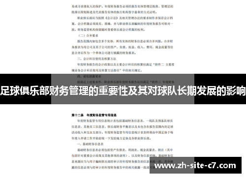 足球俱乐部财务管理的重要性及其对球队长期发展的影响