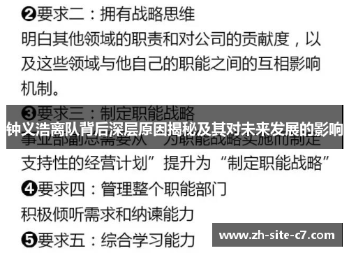 钟义浩离队背后深层原因揭秘及其对未来发展的影响